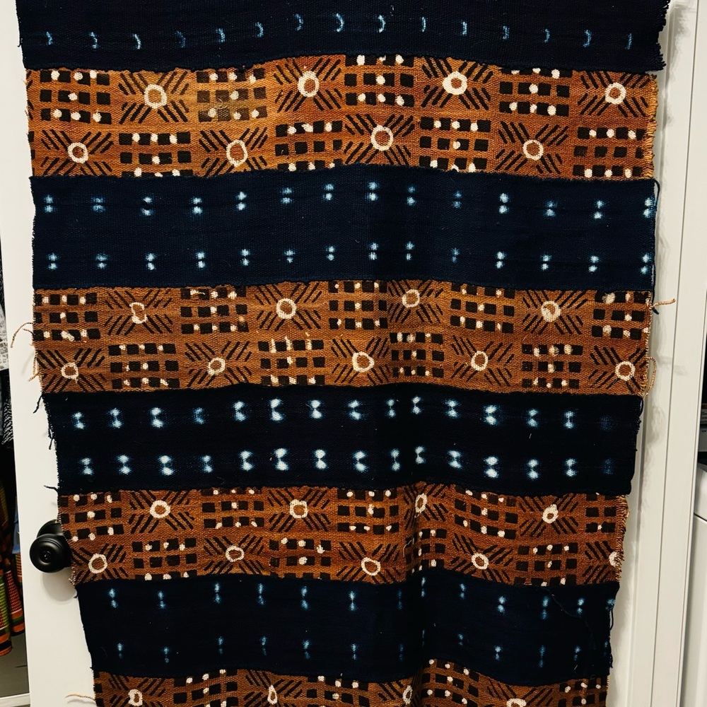 Authentic Indigo, Brown and White mudcloth fabric